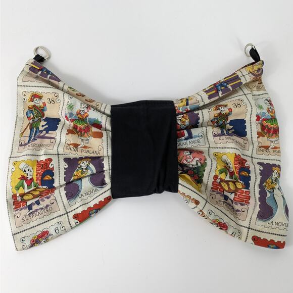 Day of Dead Bow Clutch Handmade Dia de los Muertes Purse Calacas Postage Stamp - Picture 2 of 12